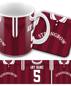 Hearts Retro Shirt Kit Home 1995 Personalised Mug and Coaster Set