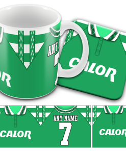 Hibs Retro Shirt Kit Home 1995 Personalised Mug and Coaster Set