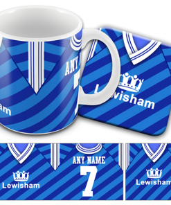 Millwall Retro Shirt Kit Home 1987 Personalised Mug and Coaster Set