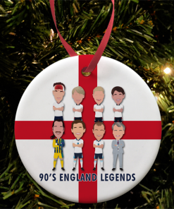 England Legends 1990s Christmas Tree Decoration Bauble Vector Heroes