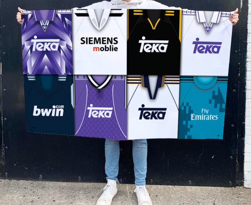 Real Madrid Retro Kit Montage Football Flag High Quality Classic Kits