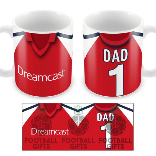 No.1 Dad Arsenal Retro Home 2000 Shirt Mug Fathers Day Classic Kits