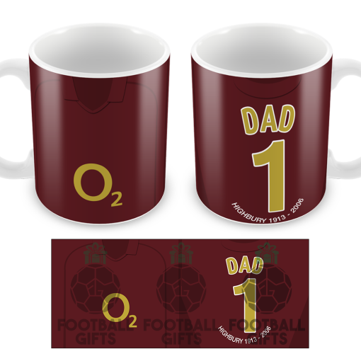 No.1 Dad Arsenal Retro Home 2006 Shirt Mug Fathers Day Classic Kits