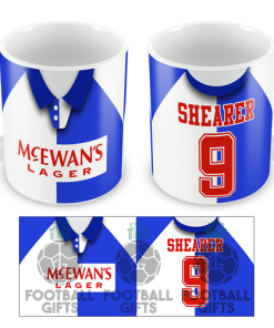 Blackburn Rovers Shearer 9 Retro Home 1995 Shirt Mug Classic Kits