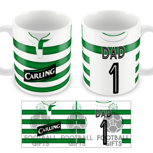 No.1 Dad Celtic Retro Home 2003 Shirt Mug Fathers Day Classic Kits