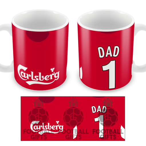 No.1 Dad Liverpool Retro Home 2005 Shirt Mug Fathers Day Classic Kits