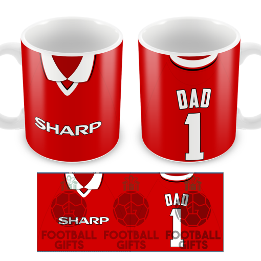 No.1 Dad Man Utd Retro Home 1999 Shirt Mug Fathers Day Classic Kits