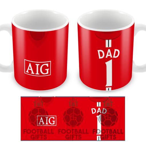 No.1 Dad Man Utd Retro Home 2008 Shirt Mug Fathers Day Classic Kits