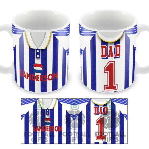 No.1 Dad Sheffield Wednesday Retro Home 1993 Shirt Mug Fathers Day Classic Kits