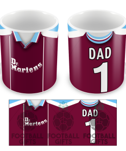 No.1 Dad West Ham Retro Home 1999 Shirt Mug Fathers Day Classic Kits