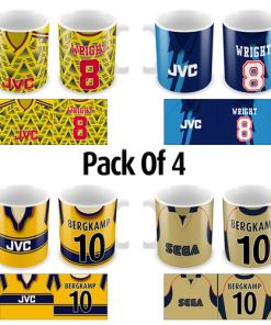 Arsenal Away Retro Shirt Mugs Classic Kits Pack Of 4