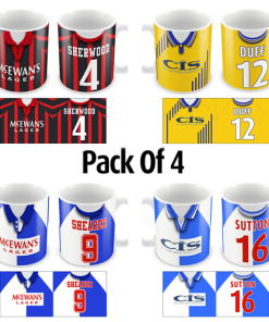 Blackburn Retro Shirt Mugs Classic Kits Pack Of 4