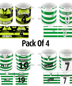 Celtic Retro Shirt Mugs Classic Kits Pack Of 4