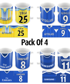 Chelsea Retro Shirt Mugs Classic Kits Pack Of 4