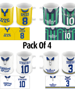 Leeds Utd Retro Shirt Mugs Classic Kits Pack Of 4