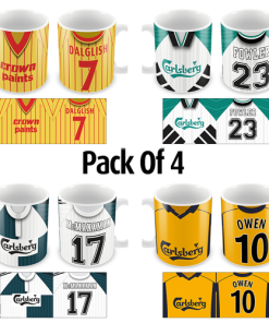 Liverpool Retro Away Shirt Mugs Classic Kits Pack Of 4