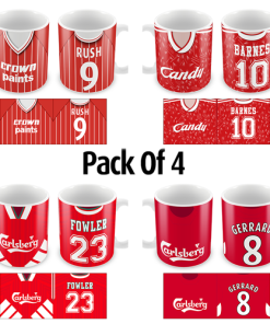 Liverpool Retro Home Shirt Mugs Classic Kits Pack Of 4