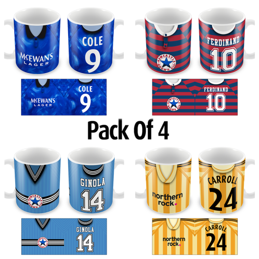 Newcastle Retro Away Shirt Mugs Classic Kits Pack Of 4