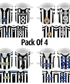 Newcastle Retro Home Shirt Mugs Classic Kits Pack Of 4