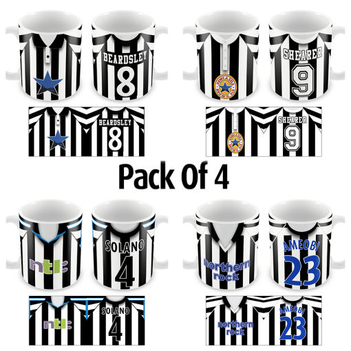 Newcastle Retro Home Shirt Mugs Classic Kits Pack Of 4