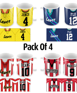 Sheffield Utd Retro Shirt Mugs Classic Kits Pack Of 4