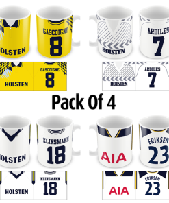 Spurs Retro Shirt Mugs Classic Kits Pack Of 4