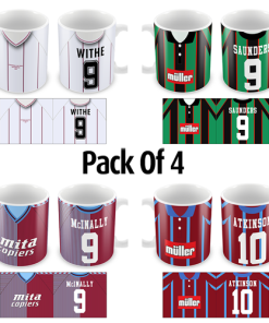 Aston Villa Retro Shirt Mugs Classic Kits Pack Of 4