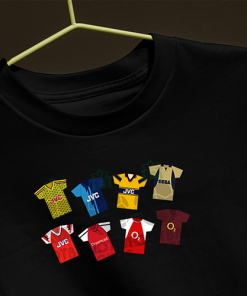 Arsenal Retro Kits Black T-Shirt Classic Kits - Image 3
