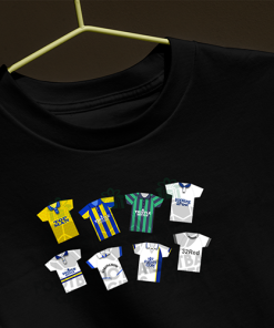 Leeds Utd Retro Kits Black T-Shirt Classic Kits - Image 3