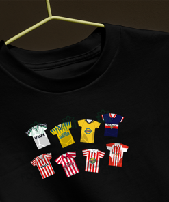 Sunderland Retro Kits Black T-Shirt Classic Kits - Image 3