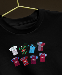 Aston Villa Retro Kits Black T-Shirt Classic Kits - Image 3
