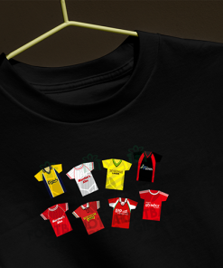 Wrexham Retro Kits Black T-Shirt Classic Kits - Image 3