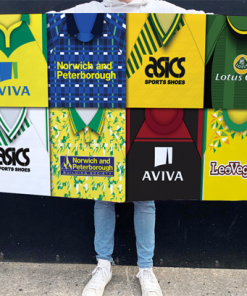 Norwich Retro Kit Montage Football Flag High Quality Classic Kits