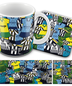 Notts County Retro Shirt Classic Kit Mash Mug and Coaster Set
