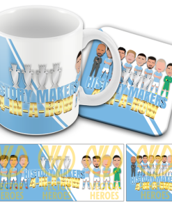 Man City Champions 2024 Mug and Coaster Set 4 In A Row History Makers