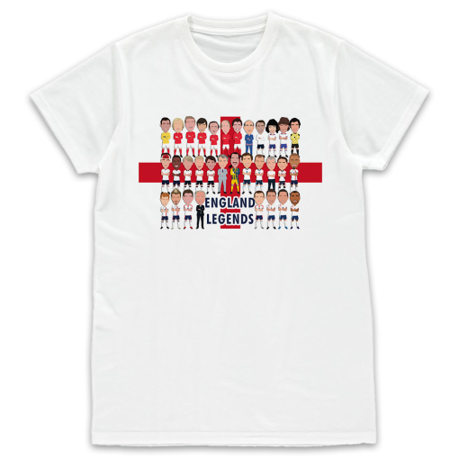 England Football Legends White T-Shirt Vector Heroes - Image 2