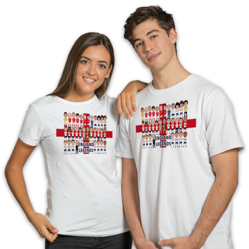 England Football Legends White T-Shirt Vector Heroes