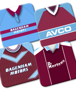 West Ham Retro Kit Coasters 4 Pack