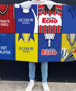 Cardiff Retro Kit Montage Football Flag High Quality Classic Kits