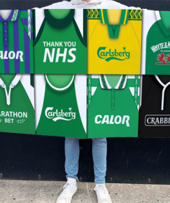 Hibs Retro Kit Montage Football Flag High Quality Classic Kits