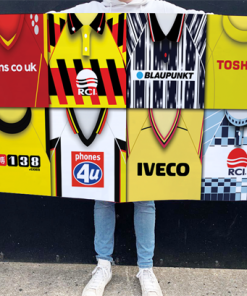 Watford Retro Kit Montage Football Flag High Quality Classic Kits