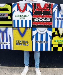 Huddersfield Retro Kit Montage Football Flag High Quality Classic Kits