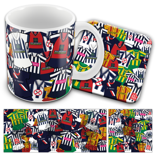 West Brom Retro Shirt Classic Kit Mash Mug and Coaster Set