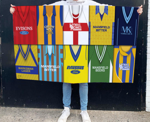 Mansfield Retro Kit Montage Football Flag High Quality Classic Kits Stags