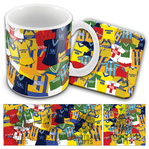 Mansfield Retro Shirt Classic Kit Mash Mug and Coaster Set Stags