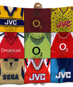 Arsenal Classic Kits Montage Retro Shirt Fleece Blanket / Throw
