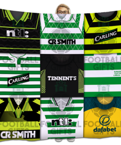 Celtic Classic Kits Montage Retro Shirt Fleece Blanket / Throw