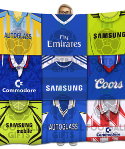 Chelsea Classic Kits Montage Retro Shirt Fleece Blanket / Throw
