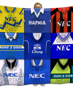 Everton Classic Kits Montage Retro Shirt Fleece Blanket / Throw