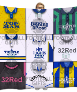 Leeds Classic Kits Montage Retro Shirt Fleece Blanket / Throw